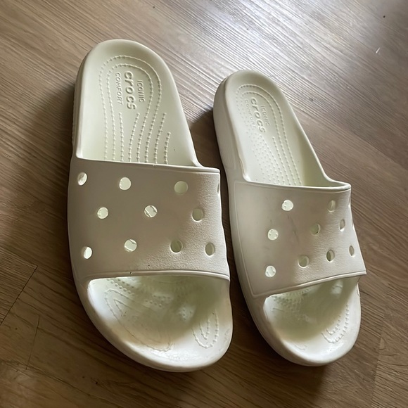 Bone White Crocs Slides - Picture 2 of 4